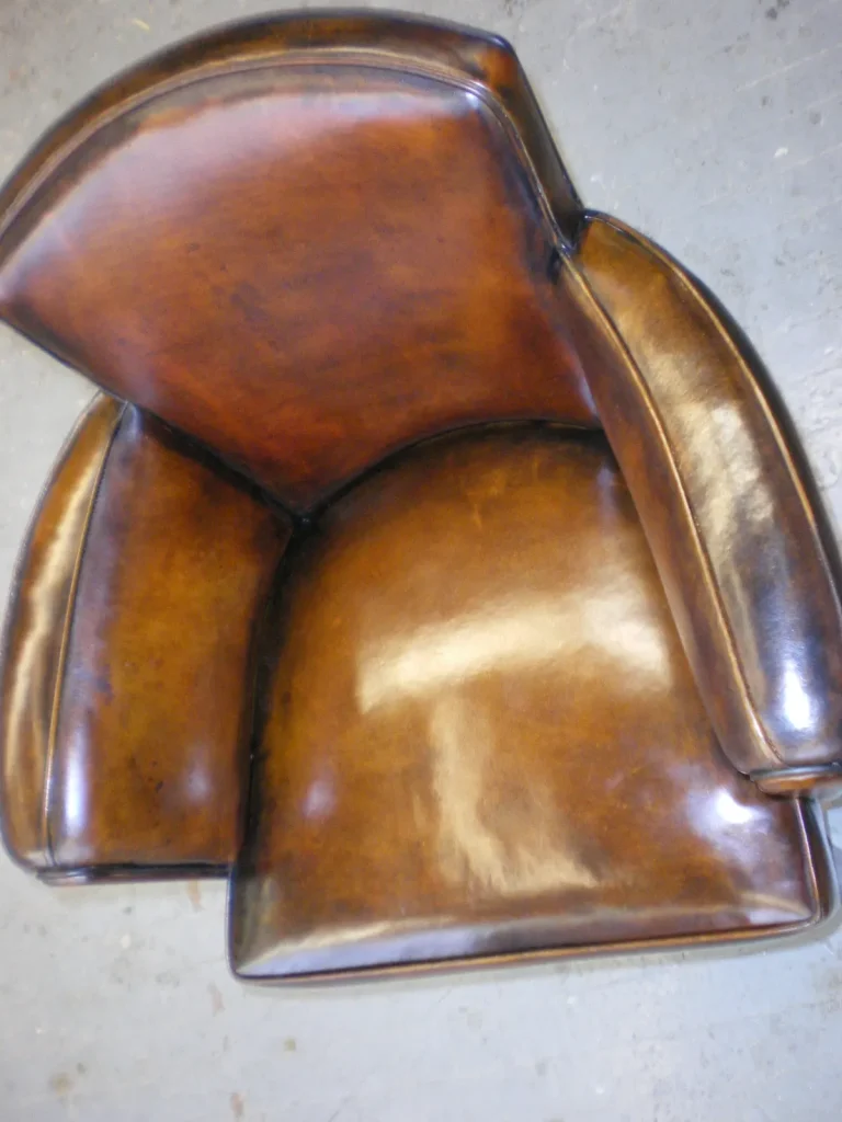 Art Deco Leather Armchair restoration by Olek Inc.