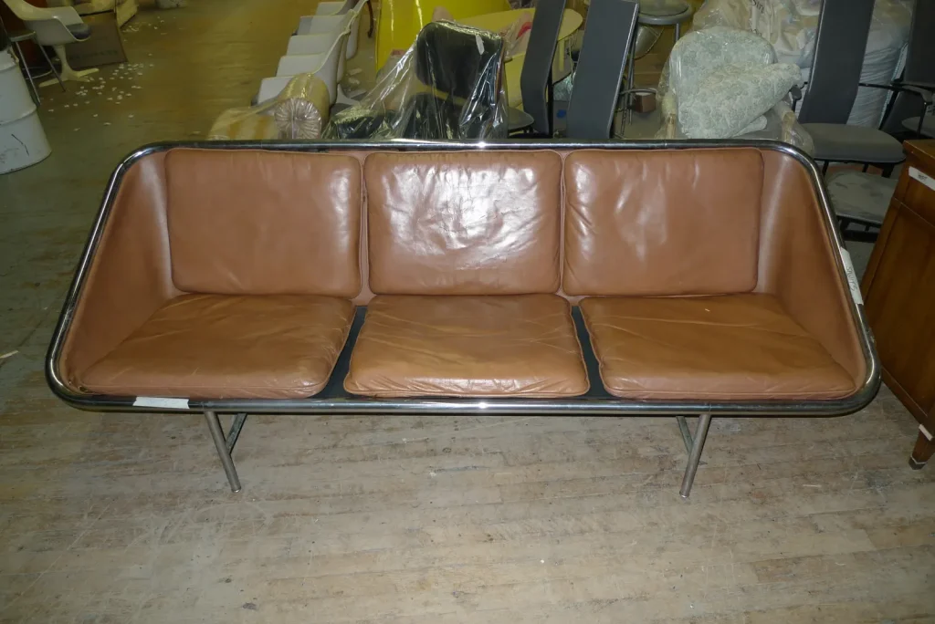 George Nelson Swing Sofa — Leather Reupholstery — Before
