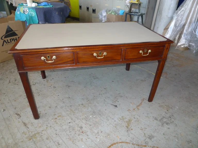 18th century Bureau Plat desk after French polish and new leather top by Olek Inc.