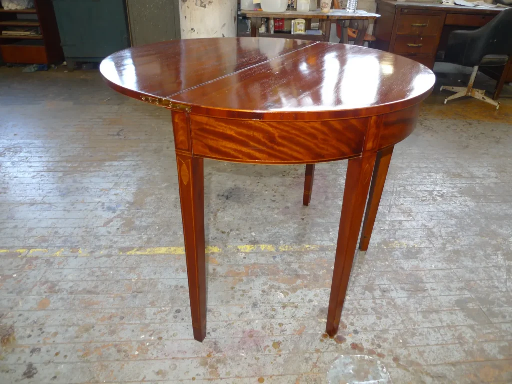 Federal Demilune Console Table — French Polish — After