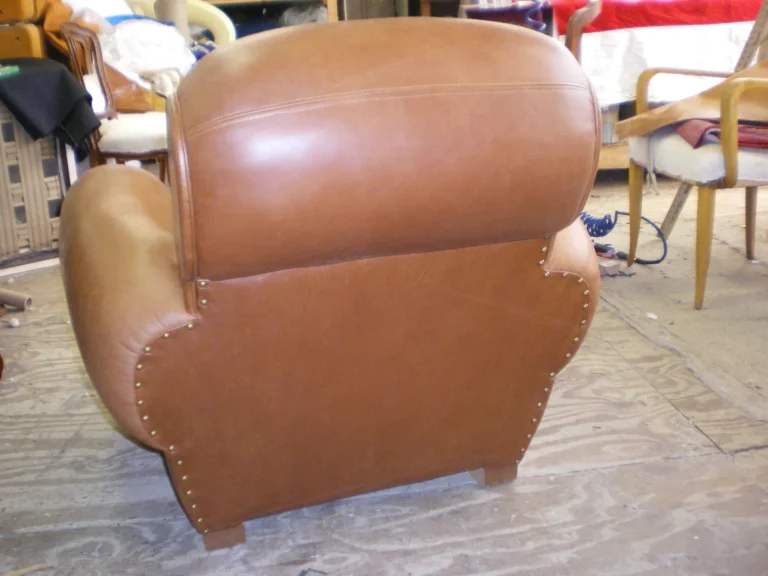 Art Deco French Leather Club Chairs — Reupholstery — after restoration by Olek Inc.